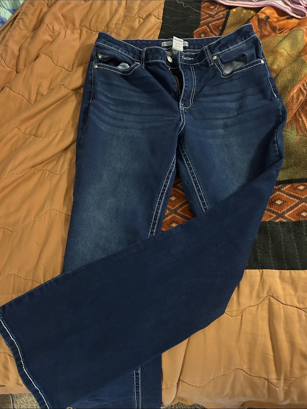 Love Indigo Women's Dark Blue Boot Cut Jeans